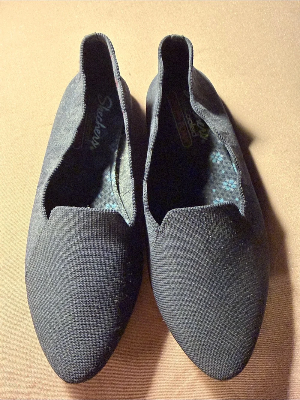 Skechers Black Slip-On Knit Flats